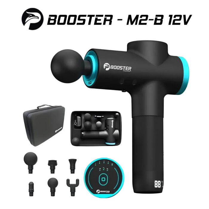Перкусійний масажер Booster M2-B 12V Black для тіла та м'язів, ручний масажний пістолет
